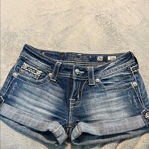 Miss Me Blue Denim Shorts with Silver Accents sz 26